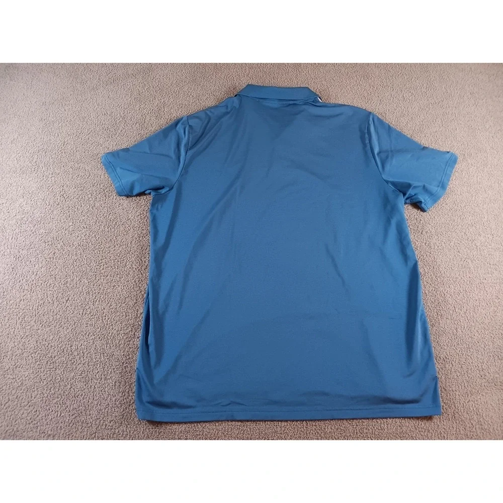 Adidas Golf Polo Shirt Mens 2XL Blue Striped Climalite Performance Stretch